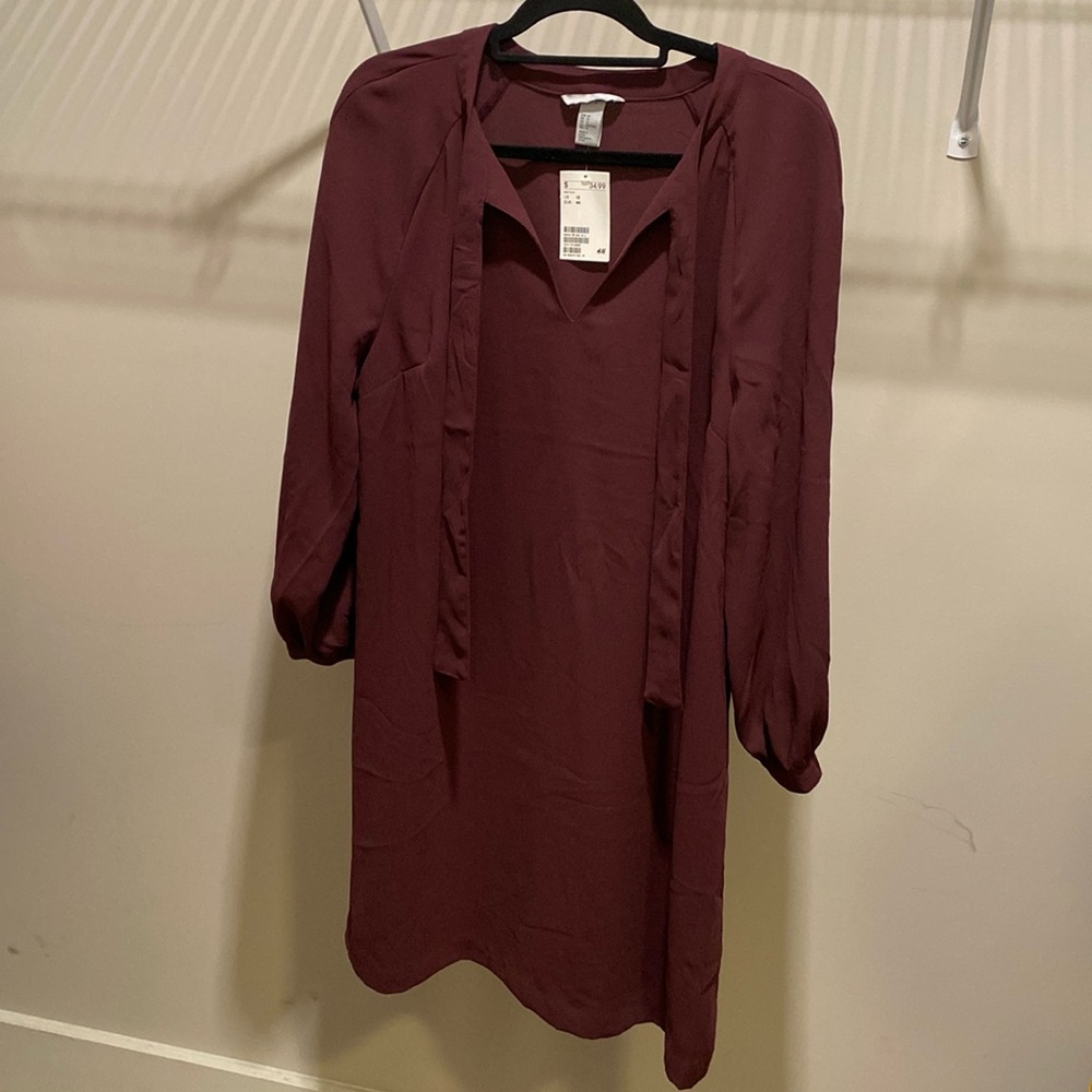 Plum Colored Puffer Sleeve Dress